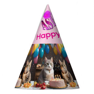 Ashley naam met verjaardagsfeest katten, feesthoedjes