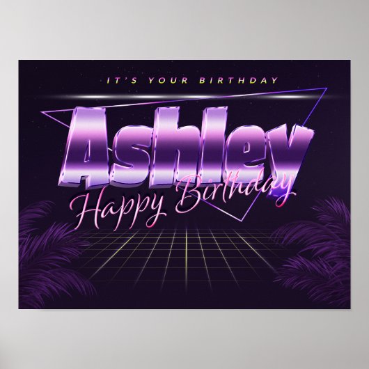 Ashley Name Vorname retro Poster Geburtstag (Voorkant)
