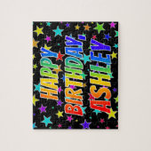 "ASHLEY" voornaam, geun "HAPPY BIRTHDAY" Legpuzzel (Verticaal)