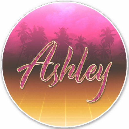Ashley Vorname Name golden pink Aufkleber Sticker (Voorkant)