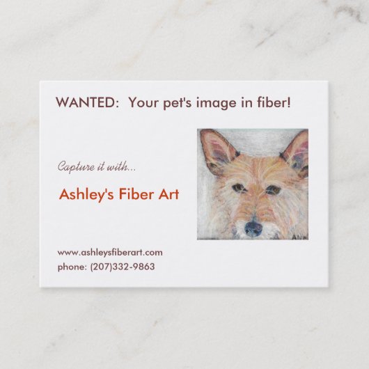 Ashley's Fibre Art Visitekaartje (Voorkant)