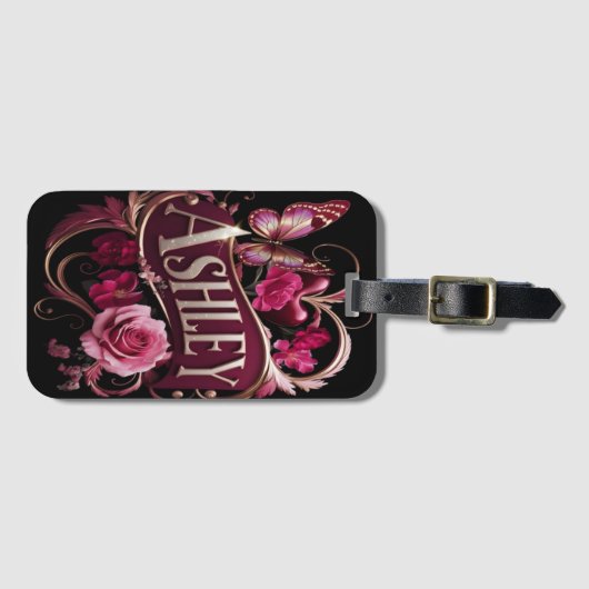 Ashley's Floral Heart Bagagelabel (Voorkant (horizontaal))