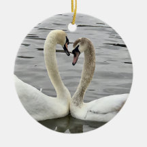 Ashley's Swans in Love ornament gepersonaliseerd
