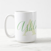 Ashlie name betekenend en monogram A groene tekst Koffiemok (Links)