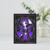"Ashly" Paarse Butterfly Moon Fairy Briefkaart (Staand voorkant)