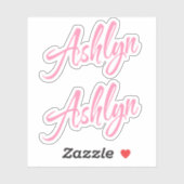 Ashlyn Decoratieve Naam in Roze x2 Sticker (Vel)