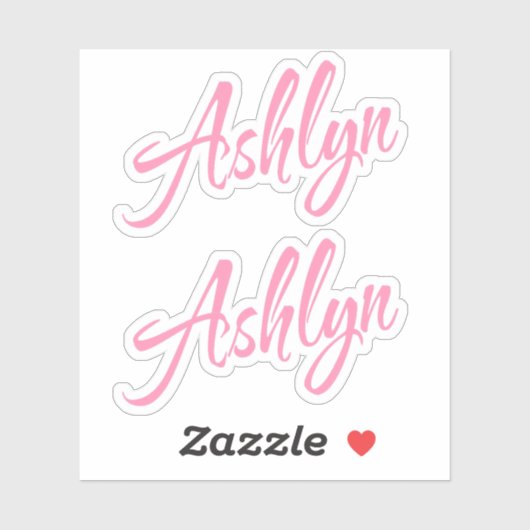 Ashlyn Decoratieve Naam in Roze x2 Sticker (Vel)