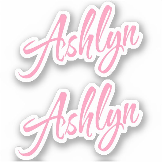 Ashlyn Decoratieve Naam in Roze x2 Sticker (Voorkant)