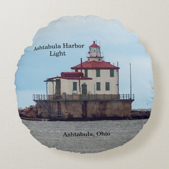 Ashtabula Harbor Light round-kussen Rond Kussen (Voorkant)