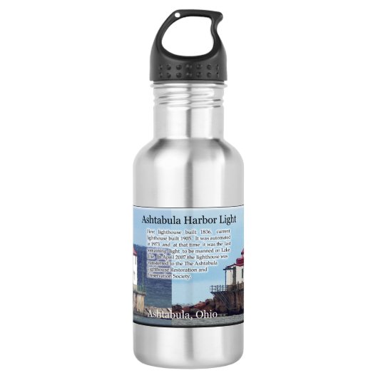 Ashtabula Harbour Lichte waterfles Waterfles (Voorkant)