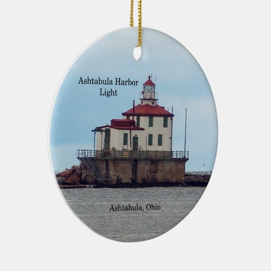 Ashtabula Harbour Light-versiering Keramisch Ornament (Rechts)