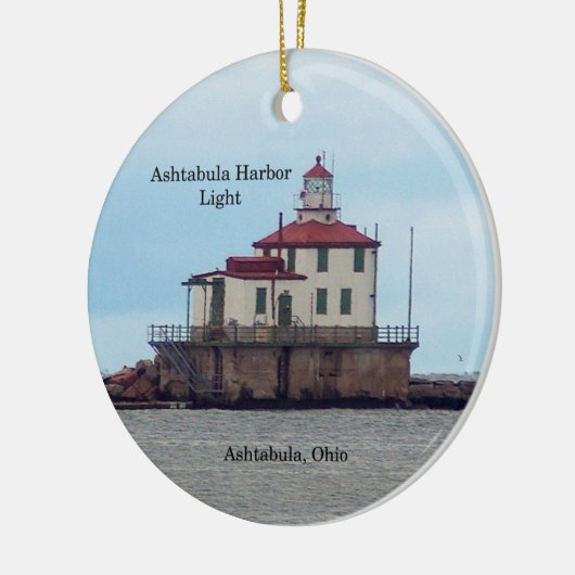 Ashtabula Harbour Light-versiering Keramisch Ornament (Links)