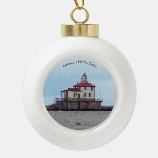 Ashtabula Harbour Light-versiering Keramische Bal Ornament (Voorkant)
