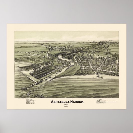 Ashtabula Harbour, OH Panoramic Map - 1896 Poster (Voorkant)