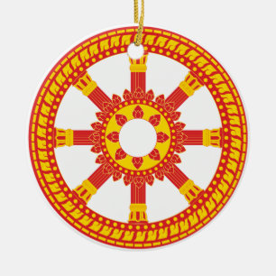 Ashtamangala Symbol Dharmachakra Wiel van Dharma Keramisch Ornament