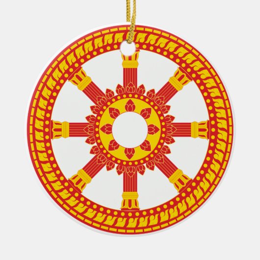 Ashtamangala Symbol Dharmachakra Wiel van Dharma Keramisch Ornament (Voorkant)
