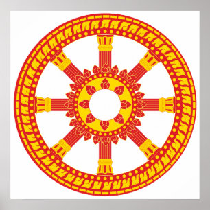 Ashtamangala Symbol Dharmachakra Wiel van Dharma Poster