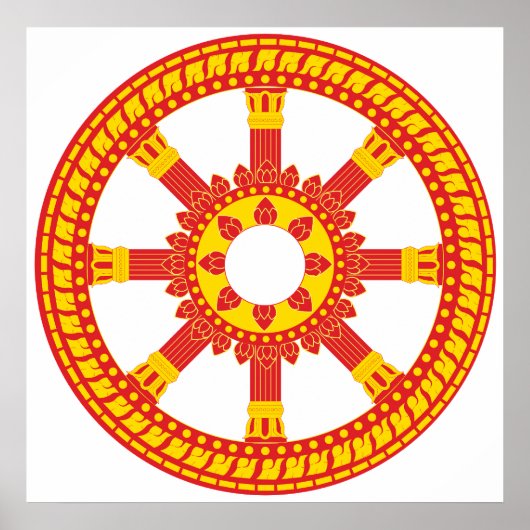 Ashtamangala Symbol Dharmachakra Wiel van Dharma Poster (Voorkant)