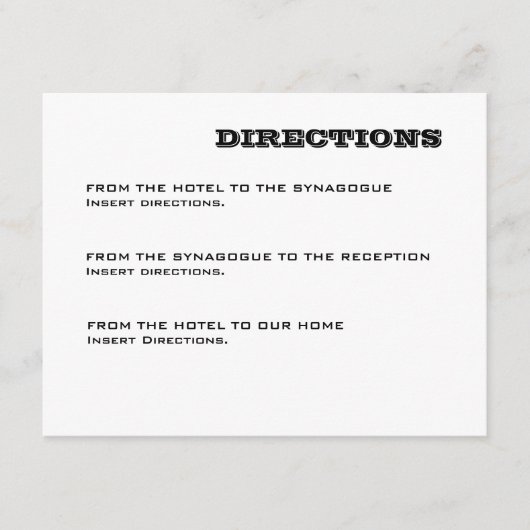 Ashton Bar Mitzvah Direction Card Informatiekaartje (Voorkant)