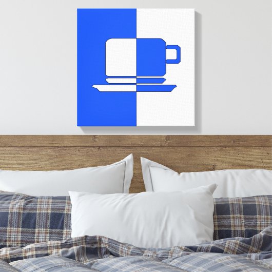 Ashton Blue en White Cup Canvas Afdruk (Insitu (Slaapkamer))