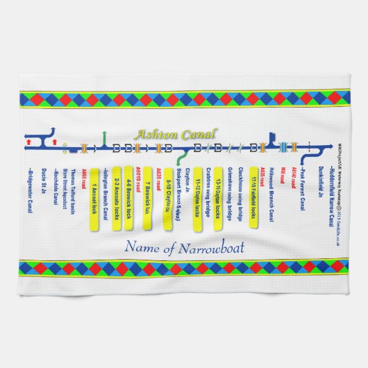 Ashton Canal Route UK Waterways Yellow Theedoek (Horizontaal)