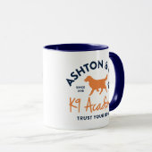 Ashton & Co. K9 Academy 11 oz. 2c. Donkerblauw log Mok (Voorkant rechts)