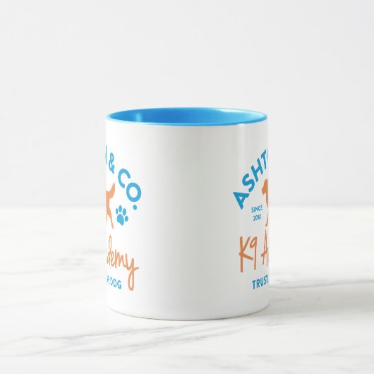 Ashton & Co. K9 Academy 11 oz. 2c. Light Blue Logo Mok (Midden)