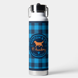 Ashton & Co. K9 Academy Blue Plaid Water Bottle Waterfles