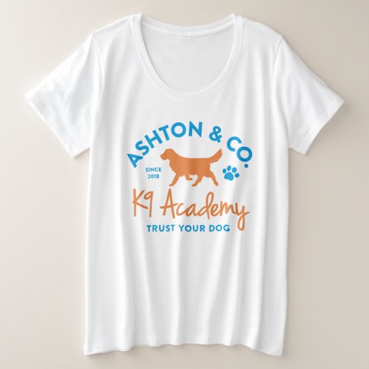 Ashton & Co. K9 Academy Women's 2c Logo White Grote Maat T-shirt (Design voorkant)