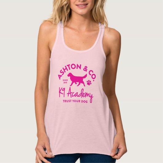 Ashton & Co. K9 Academy Women's Pink Logo Tanktop (Voorkant)