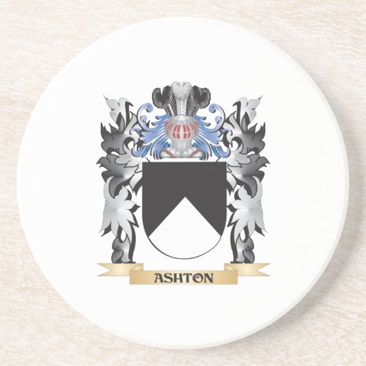 Ashton Coat of Arms - Familie Crest Zandsteen Onderzetter (Voorkant)