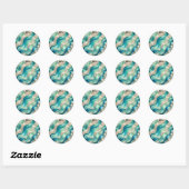 ASHTON ~ GLANZEND Blauw Wit Abstract ~ Ronde Sticker (Vel)