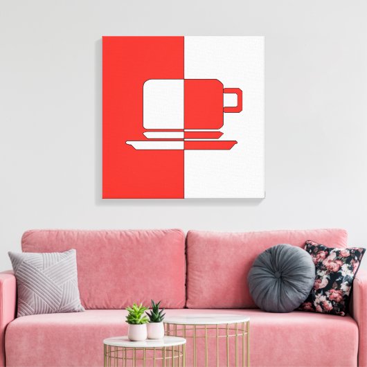Ashton Red en White Cup Canvas Afdrukken (Insitu (Woonkamer))