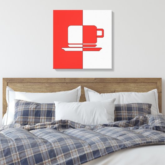 Ashton Red en White Cup Canvas Afdrukken (Insitu (Slaapkamer))