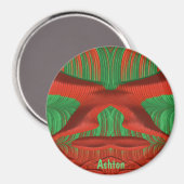 ASHTON ~ Shades of Green, Red Kerstfractal ~ Magneet (Voorkant / Achterkant)
