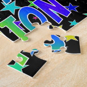 "ASHTON" voornaam, geun "HAPPY BIRTHDAY" Legpuzzel (Zijkant)