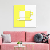 Ashton Yellow and White Cup Canvas Print (Insitu (Woonkamer))