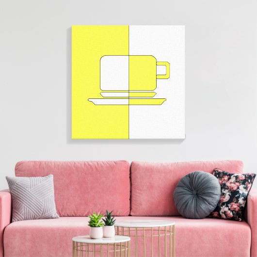 Ashton Yellow and White Cup Canvas Print (Insitu (Woonkamer))