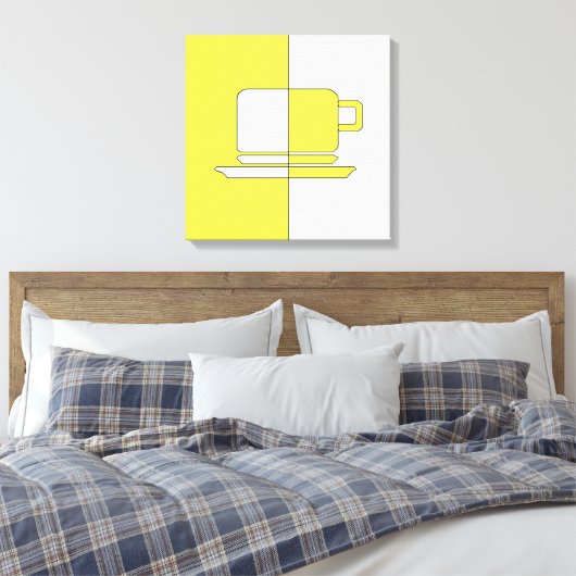 Ashton Yellow and White Cup Canvas Print (Insitu (Slaapkamer))