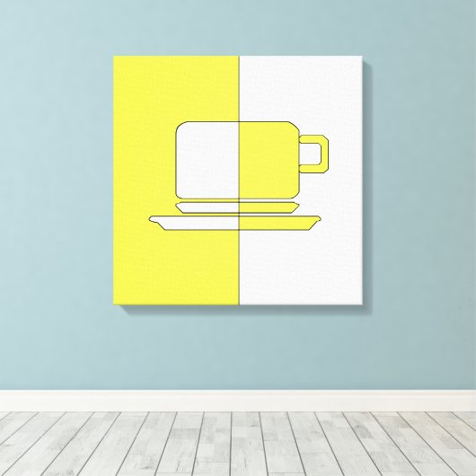 Ashton Yellow and White Cup Canvas Print (Insitu (Houten vloer))