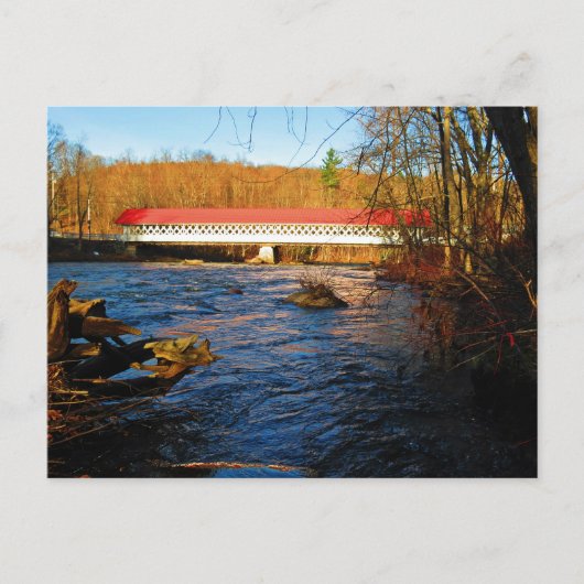 Ashuelot bedekte brug - van de rand van de rivier briefkaart (Voorkant)