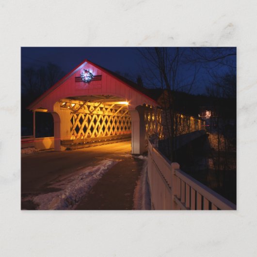 Ashuelot Covered Bridge Winchester NH bij nacht Briefkaart (Voorkant)