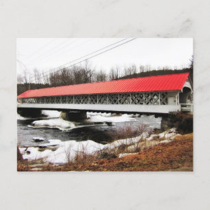 Ashuelot overdekte brug in de winter briefkaart