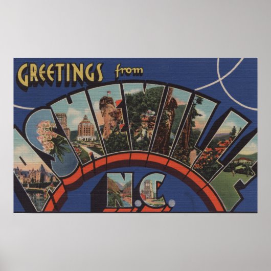 Ashville, North Carolina - Large Letter Scenes 2 Poster (Voorkant)