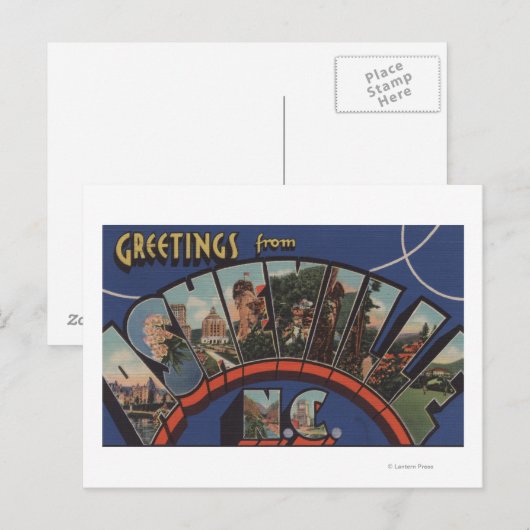 Ashville, North Carolina - Scenes met grote letter Briefkaart (Voorkant / Achterkant)
