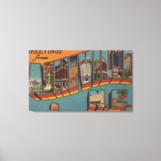 Ashville, North Carolina - Scenes met grote letter Canvas Afdruk (Voorkant)