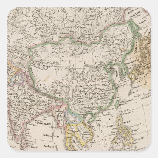 Asia 13 vierkante sticker (Voorkant)