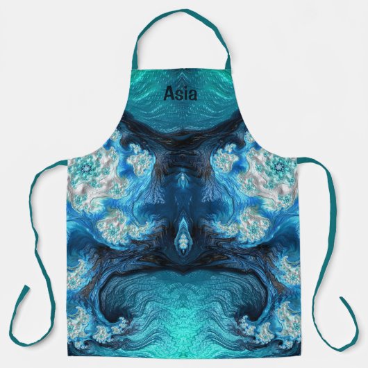 ASIA ~ ABSTRACT FRACTAL Blue Aqua White ~ Schort (Voorkant)