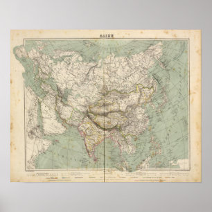 Asia Atlas-kaart met politieke verdeeldheid Poster