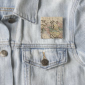 Asia Atlas Map Vierkante Button 5,1 Cm (In situ)
